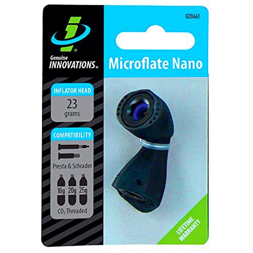 Genuine Innovations G20461, Microflate Nano, Bomba de CO2 para Bicicletas, Peso 23 g